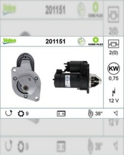 VALEO 201151 starter motor 0.75kW for CITROËN 2CV sedan Dyane hatchback