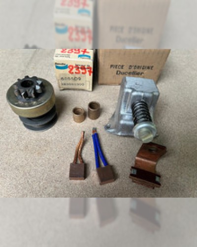 CITROEN 2CV 6V - CONTACTOR+LAUNCHER+RINGS+DUCELLIER starter BRUSHES KIT - NEW