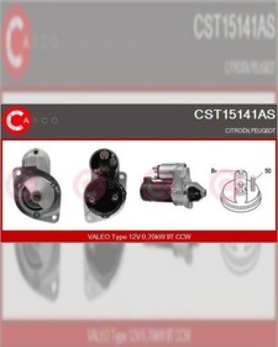 Starter motor Anticlockwise rotation CST15141AS CASCO for CITROËN 2 CV DYANE AMI