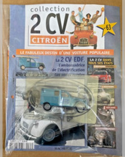 Citroën 2CV AZU EDF GDF 1967 No.63 Hachette Norev 1:43 Sealed Model + Mag