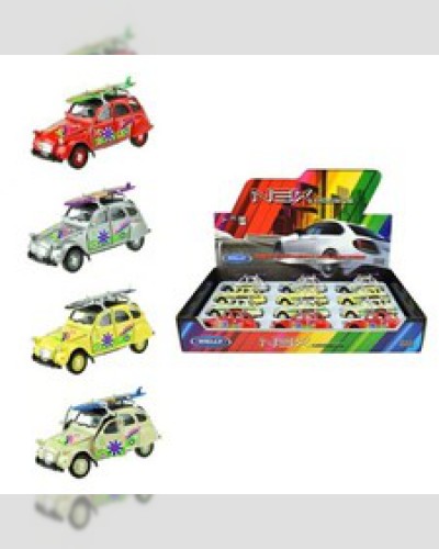 WELLY Citroën 2 CV Surf Voiture Modèle 1:34-1:39 Surfboard