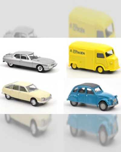 Set of 4 Citroën 2CV, SM, GS, Type H 3 inches (7.5cm) 1/64 NOREV Diecast L3IN5