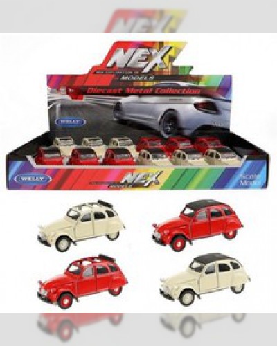 WELLY Citroën 2 CV Ente mit Sonnendach Rot mit Rückzug Motor Neu