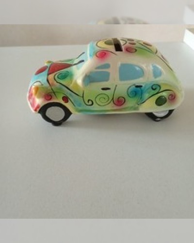 Citroën 2 CV Vintage Hand Painted Piggy Bank