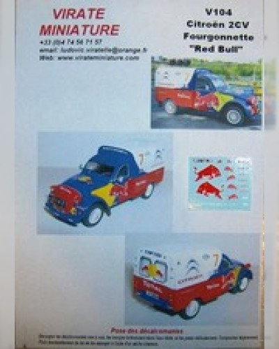 V104 CITROEN 2 CV FOURGONNETTE SERVICE COURSE CITROEN "RED BULL" DECALS VIRATE